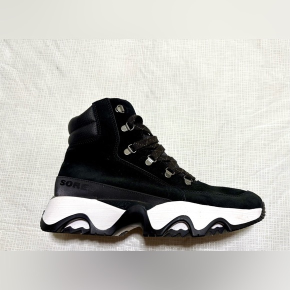 Sorel Black Kinetic impact Conquest Plus waterproof wedge lace up sneaker Boots - Picture 5 of 11